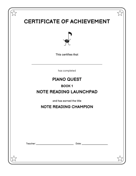 Book 1 page 98: the certificate of achievement