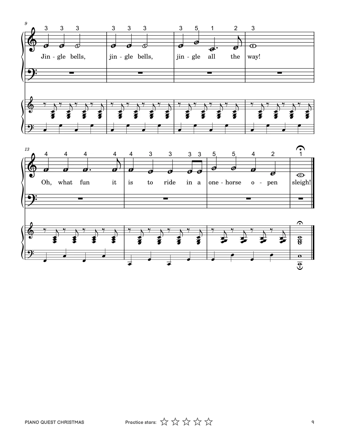 Jingle Bells, page 2, with the teacher duet